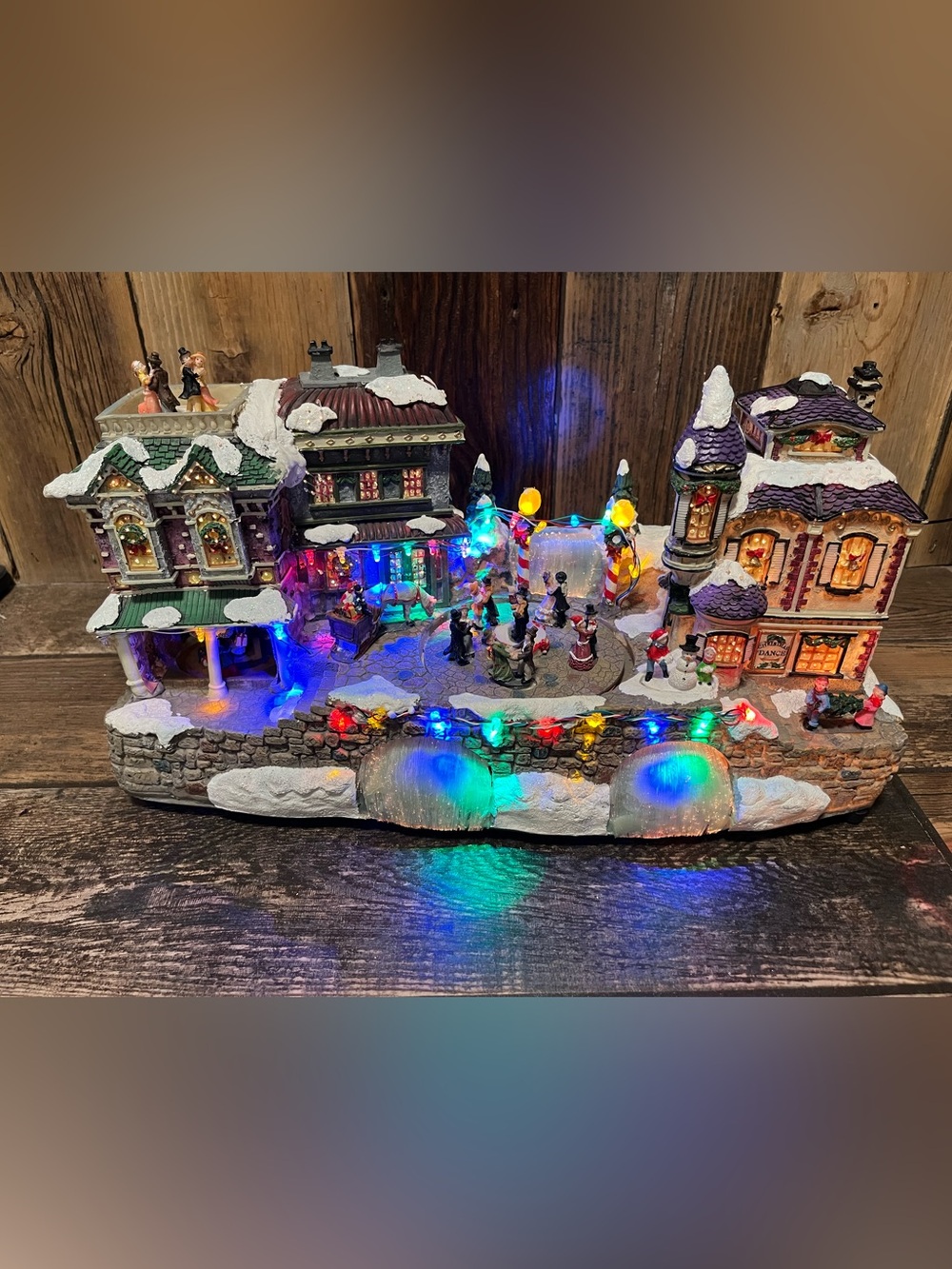 LED Holiday Village Display with Multicolor String Lights